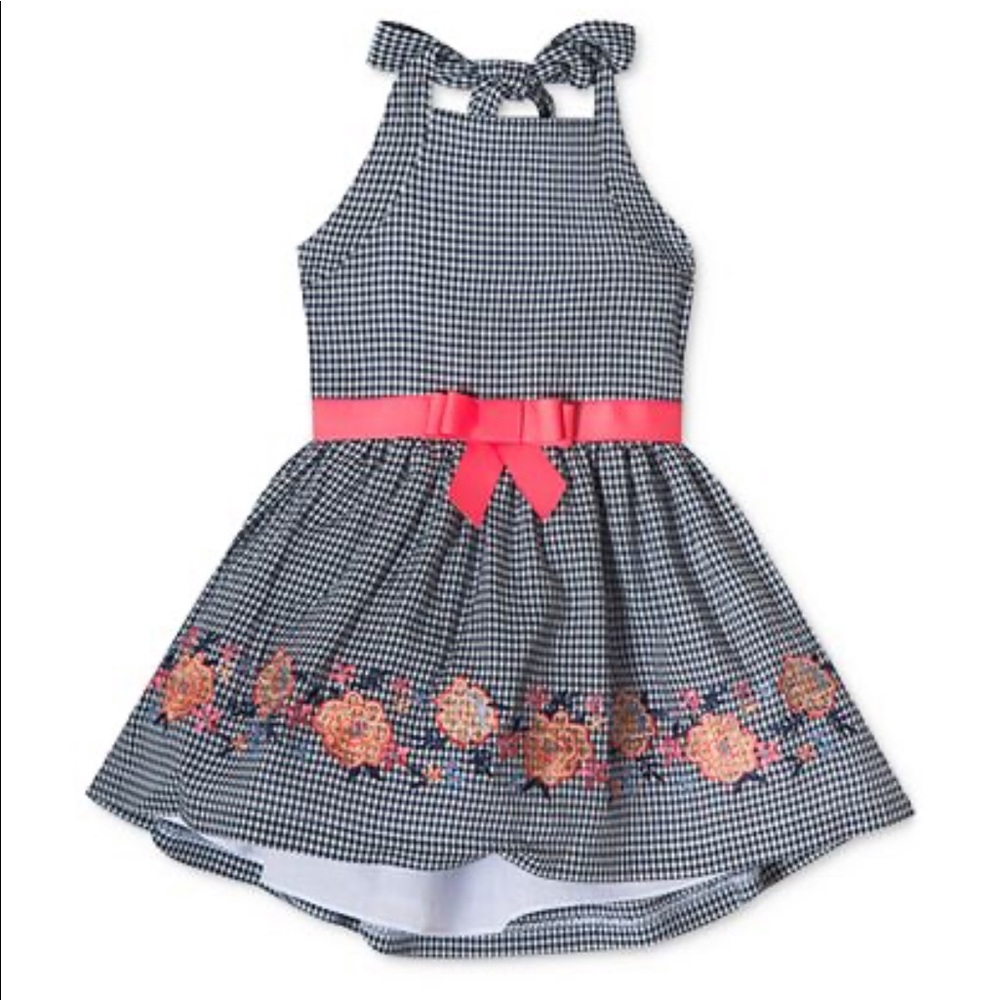 Rare Editions Halter Top Embroidered Dress